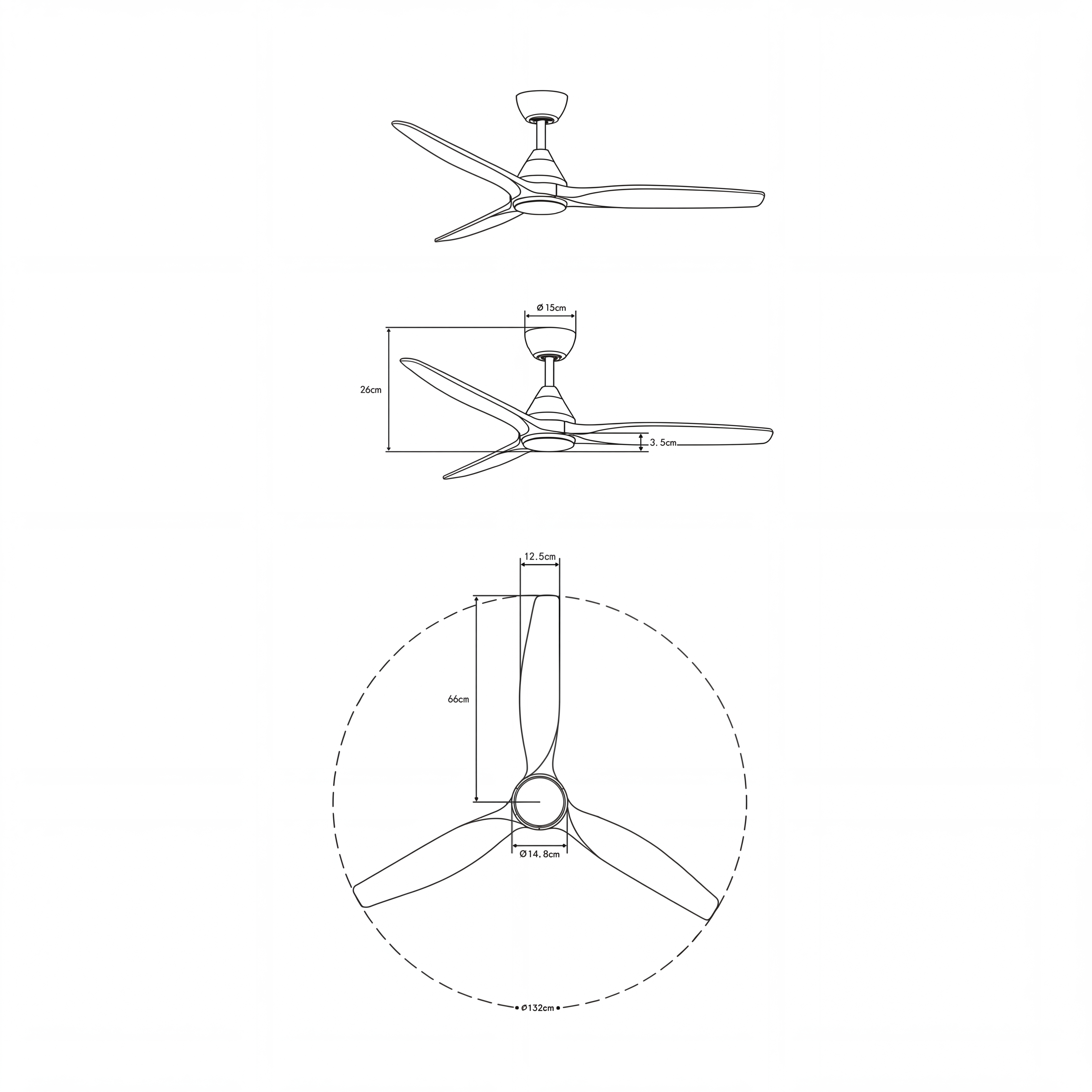 Dolomiti Wooden Ceiling Fan (132 cm / 112 cm)