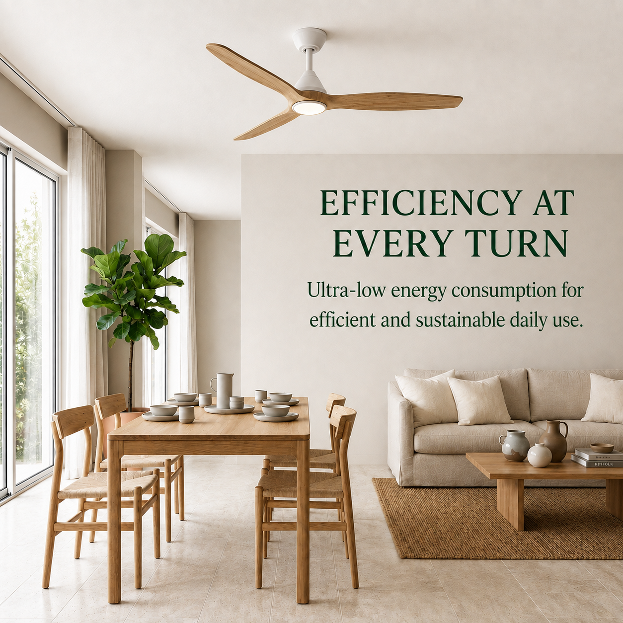 Dolomiti Wooden Ceiling Fan (132 cm / 112 cm)