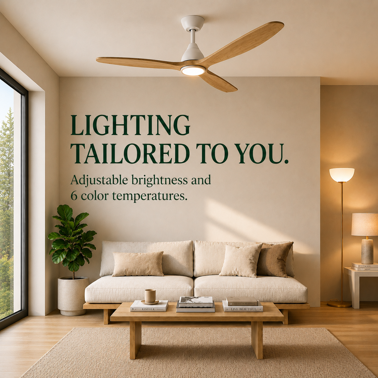 Dolomiti Wooden Ceiling Fan (132 cm / 112 cm)