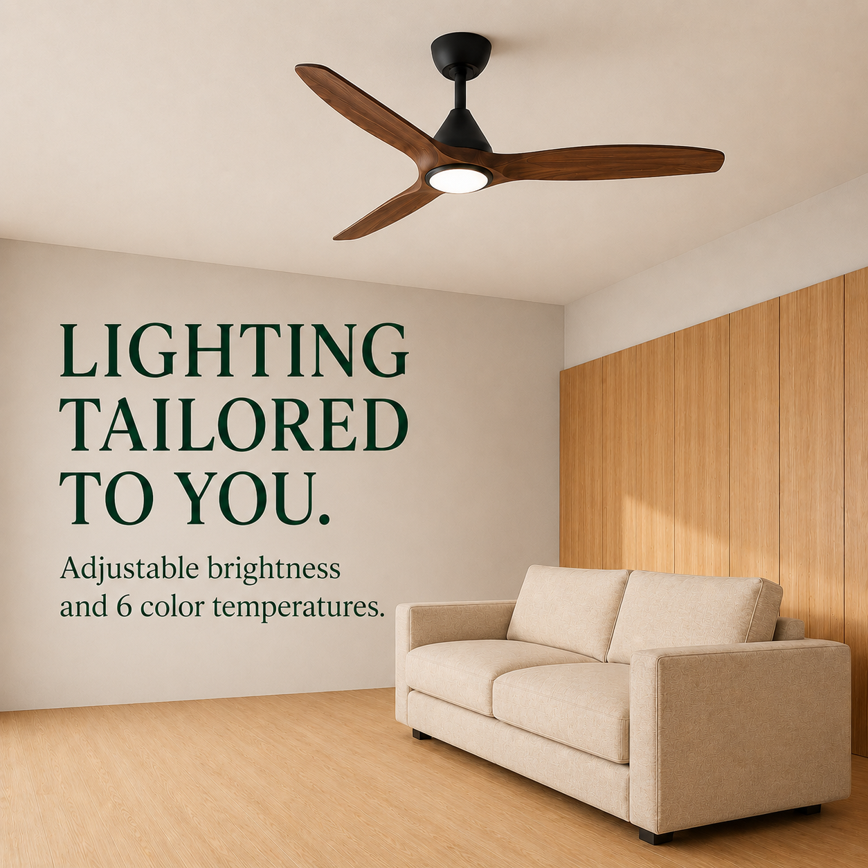 Dolomiti Wooden Ceiling Fan (132 cm / 112 cm)