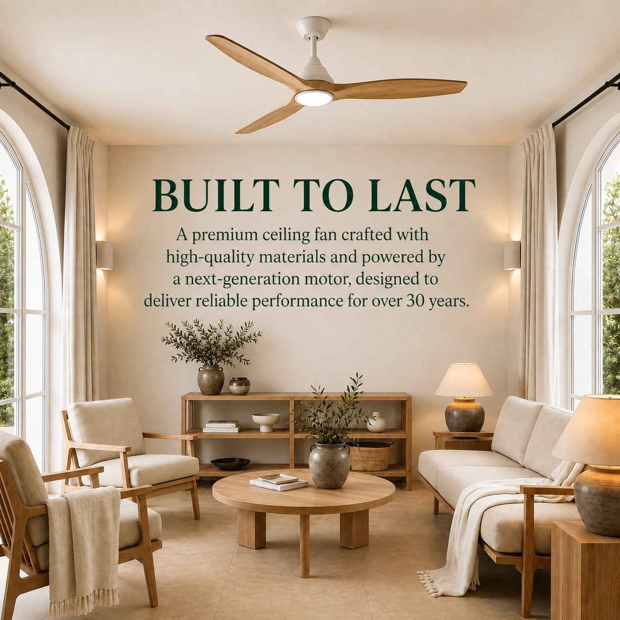 Dolomiti Wooden Ceiling Fan (132 cm / 112 cm)