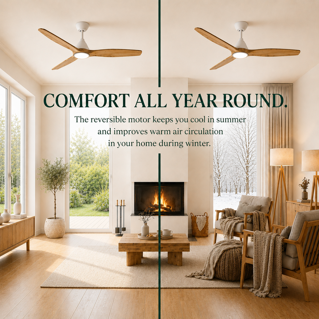 Dolomiti Wooden Ceiling Fan (132 cm / 112 cm)